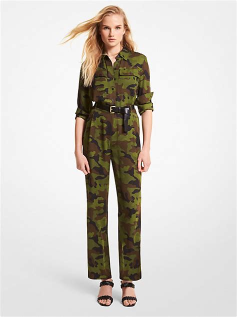 Camouflage Silk Georgette Jumpsuit 